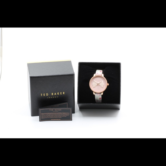 Ted Baker Womens Floral Rose Gold Leather Watch - Picture 2 of 8